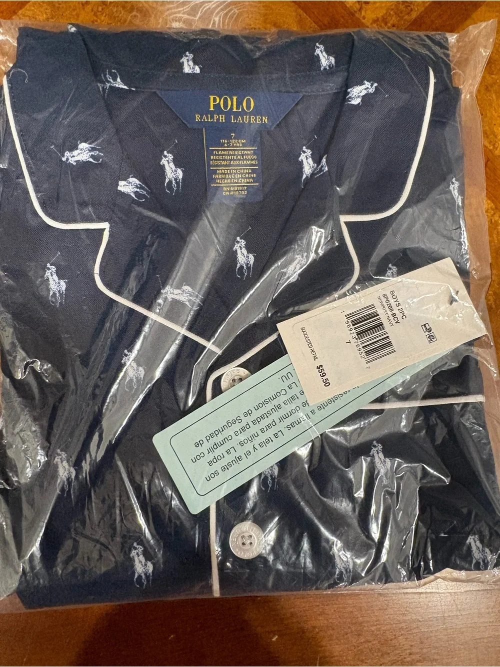 Polo by Ralph Lauren Navy and White Pony Print Pajama Set